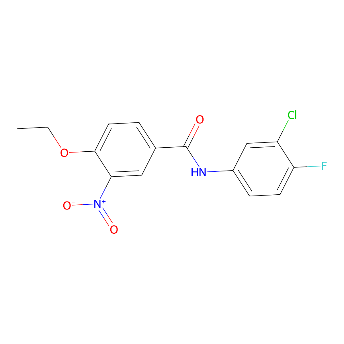 N-(3-chloro-4-fluorophenyl)-4-ethoxy-3-nitrobenzamide molecular structure, CAS 433971-56-3
