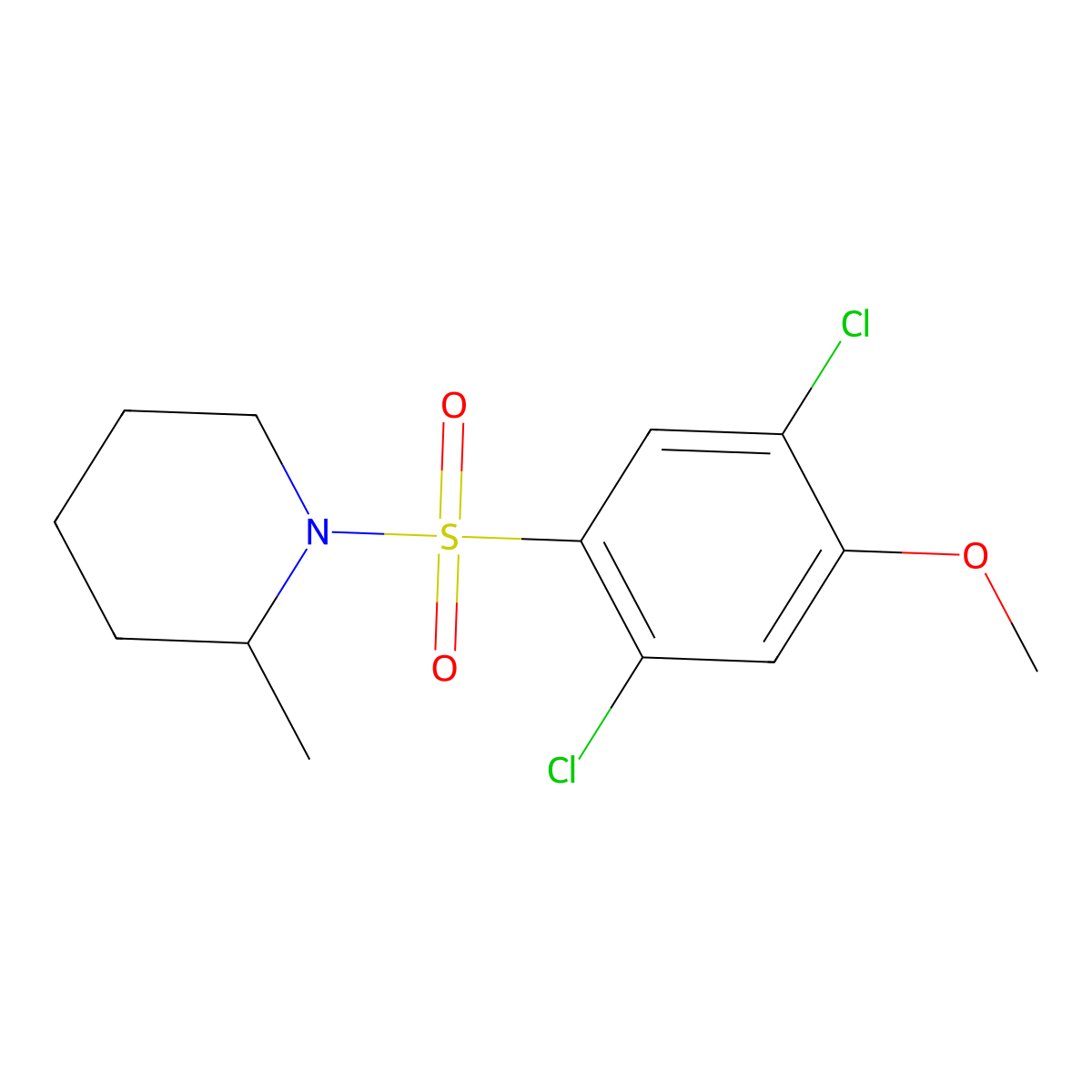 1-(2,5-Dichloro-4-methoxybenzenesulfonyl)-2-methylpiperidine molecular structure, CAS 433971-61-0
