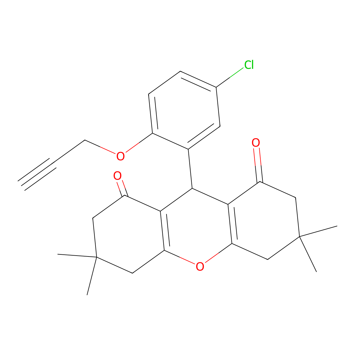 9-(5-chloro-2-prop-2-ynoxyphenyl)-3,3,6,6-tetramethyl-4,5,7,9-tetrahydro-2H-xanthene-1,8-dione molecular structure, CAS 433971-63-2