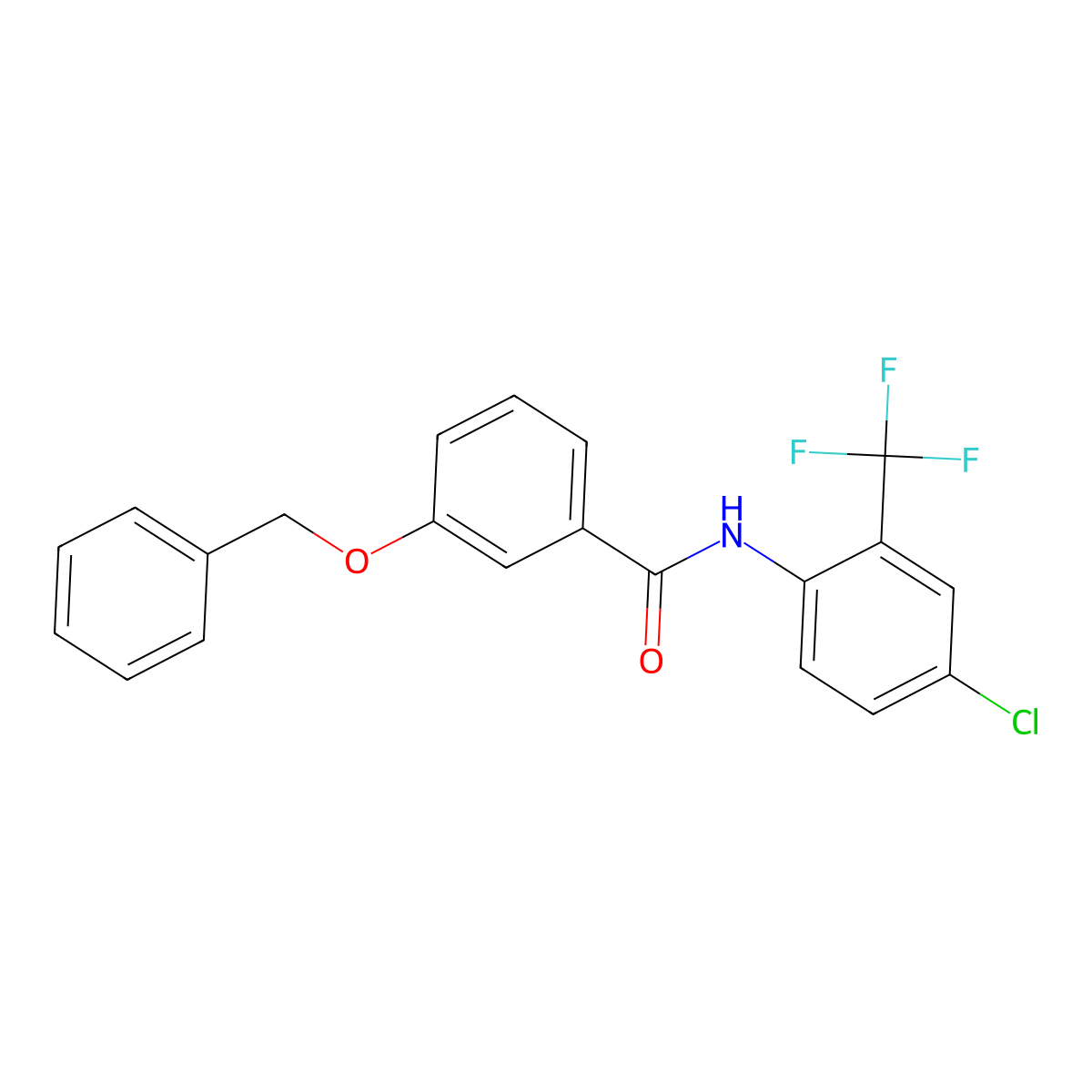 N-[4-chloro-2-(trifluoromethyl)phenyl]-3-phenylmethoxybenzamide molecular structure, CAS 433971-66-5