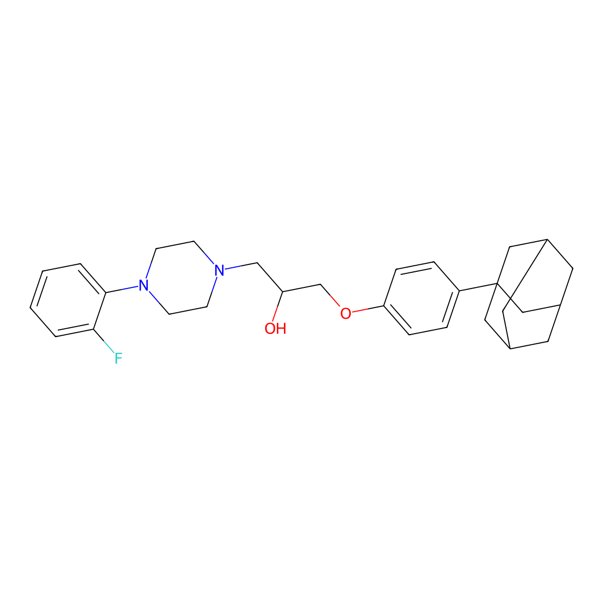 1-[4-(1-Adamantyl)phenoxy]-3-[4-(2-fluorophenyl)piperazin-1-yl]propan-2-ol molecular structure, CAS 433971-84-7