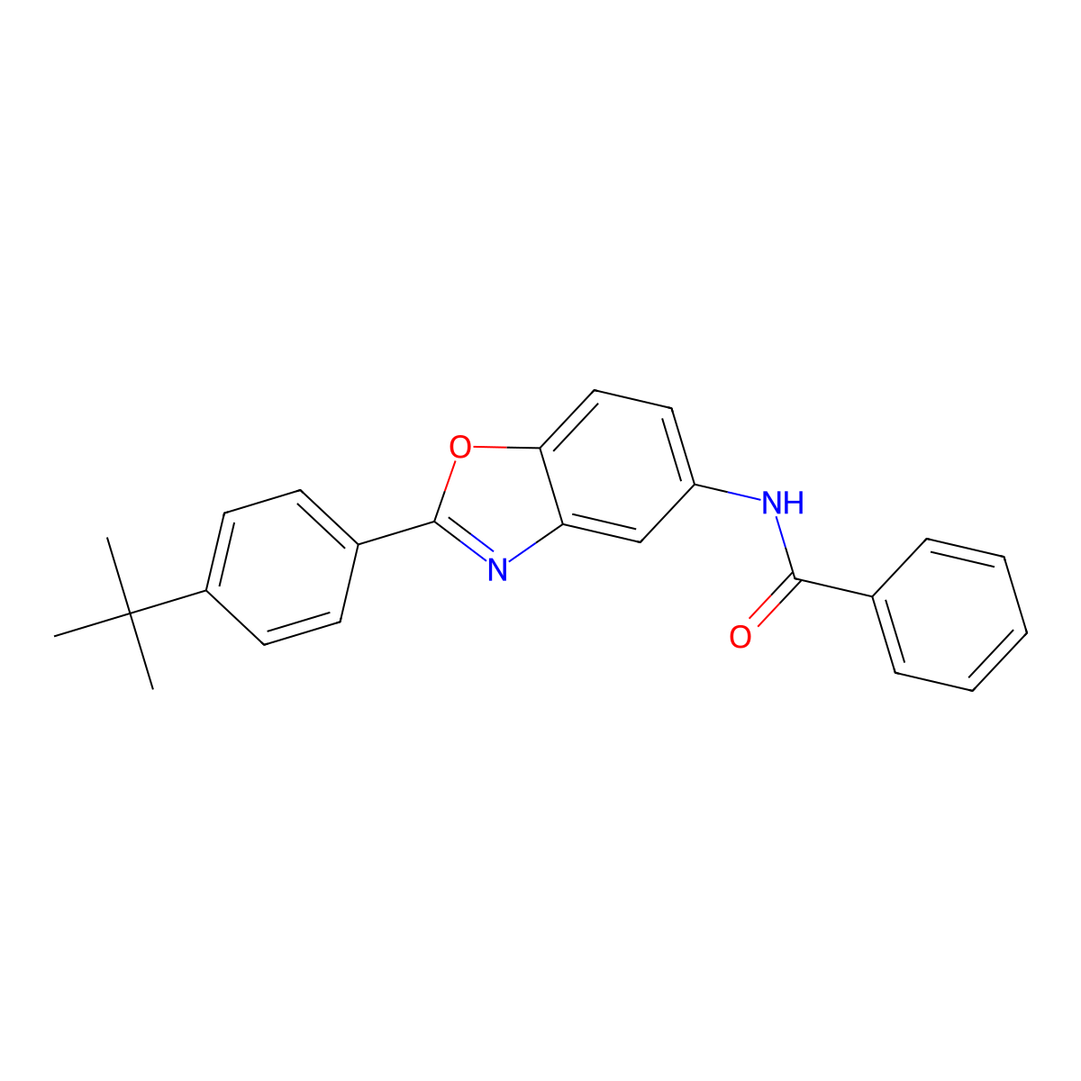N-[2-(4-tert-butylphenyl)-1,3-benzoxazol-5-yl]benzamide molecular structure, CAS 433971-87-0