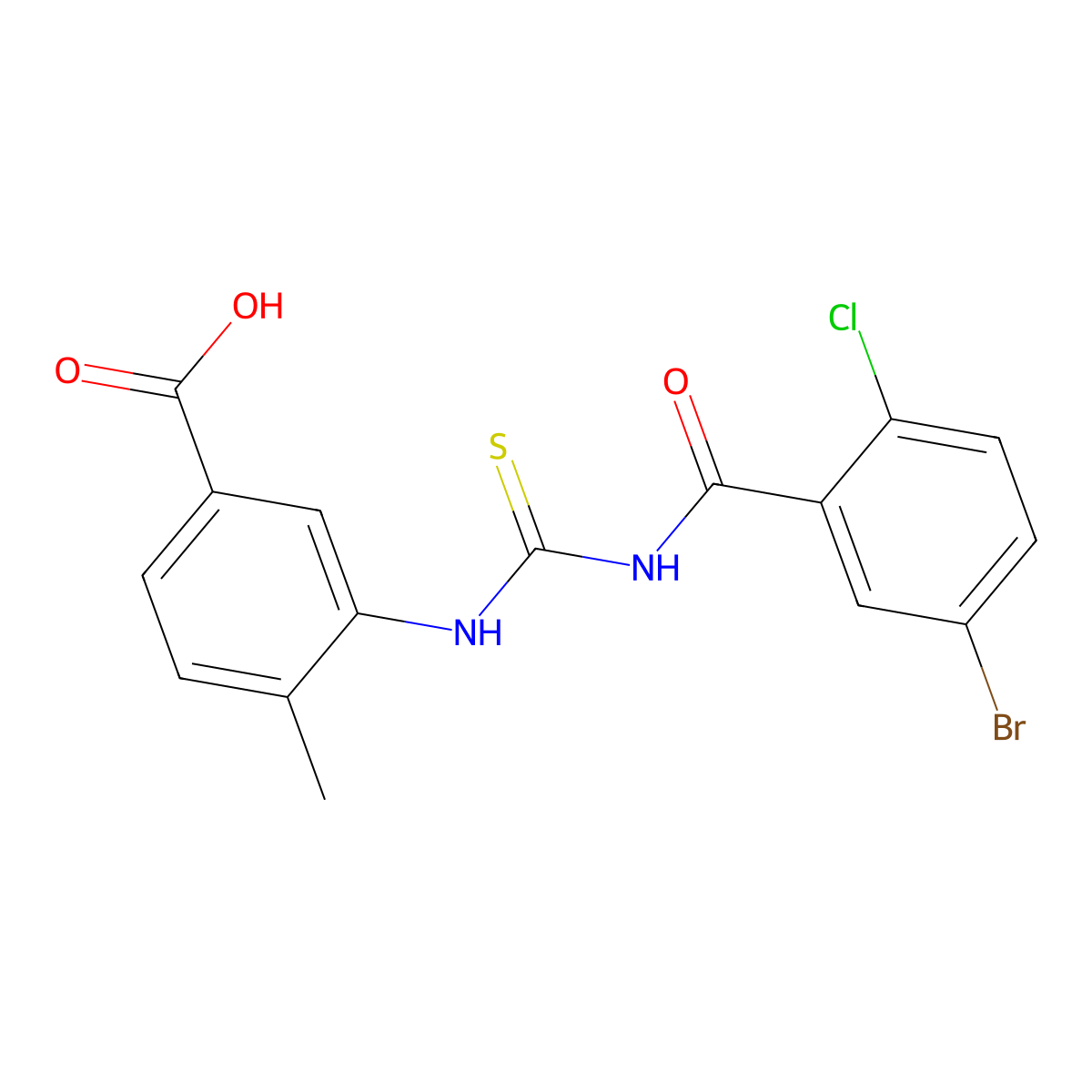 3-({[(5-Bromo-2-chlorophenyl)carbonyl]carbamothioyl}amino)-4-methylbenzoic acid molecular structure, CAS 433971-88-1