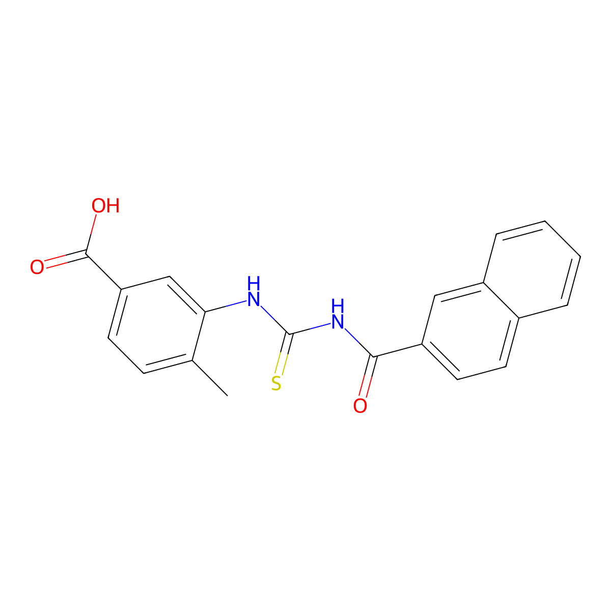 4-Methyl-3-{[(naphthalen-2-ylcarbonyl)carbamothioyl]amino}benzoic acid molecular structure, CAS 433971-93-8
