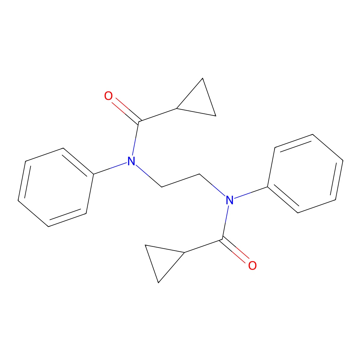 N-[2-[N-(cyclopropanecarbonyl)anilino]ethyl]-N-phenylcyclopropanecarboxamide molecular structure, CAS 433971-94-9
