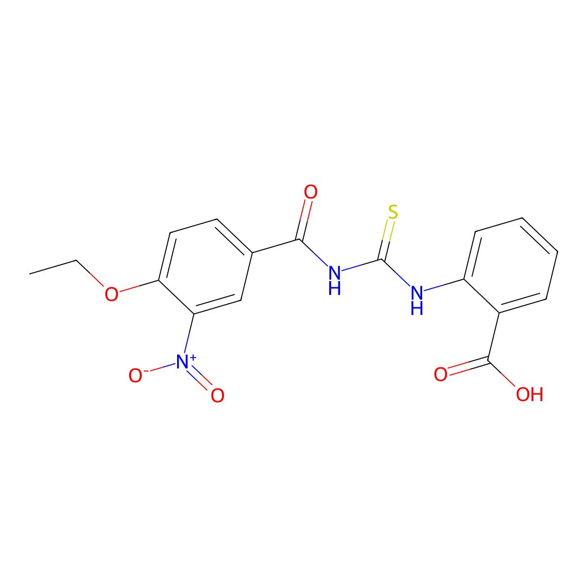 2-({[(4-Ethoxy-3-nitrophenyl)carbonyl]carbamothioyl}amino)benzoic acid molecular structure, CAS 433971-97-2
