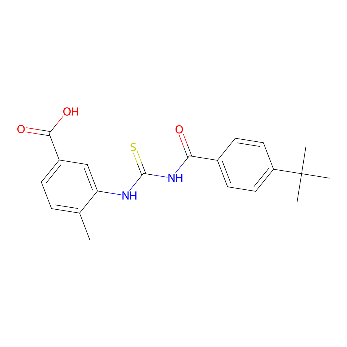 3-({[(4-Tert-butylphenyl)carbonyl]carbamothioyl}amino)-4-methylbenzoic acid molecular structure, CAS 433972-10-2