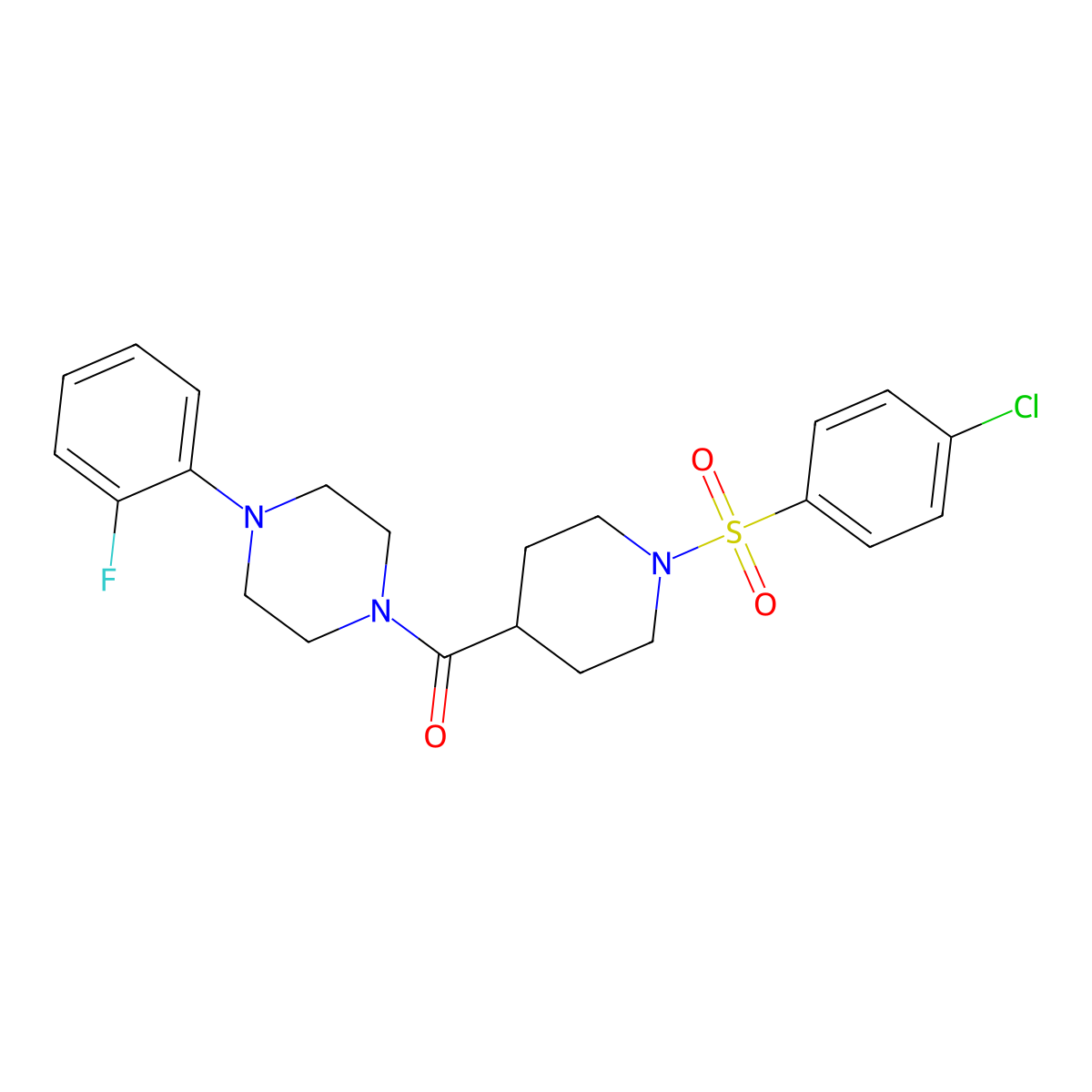 [1-(4-Chlorophenyl)sulfonylpiperidin-4-yl]-[4-(2-fluorophenyl)piperazin-1-yl]methanone molecular structure, CAS 433972-18-0