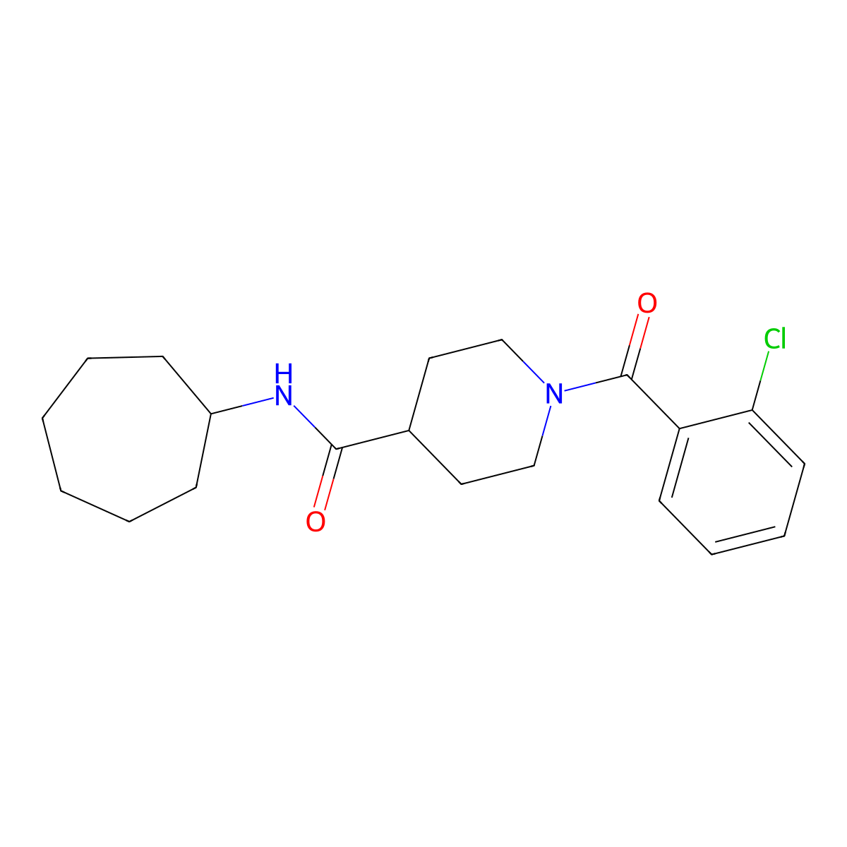 1-(2-chlorobenzoyl)-N-cycloheptylpiperidine-4-carboxamide molecular structure, CAS 433972-26-0