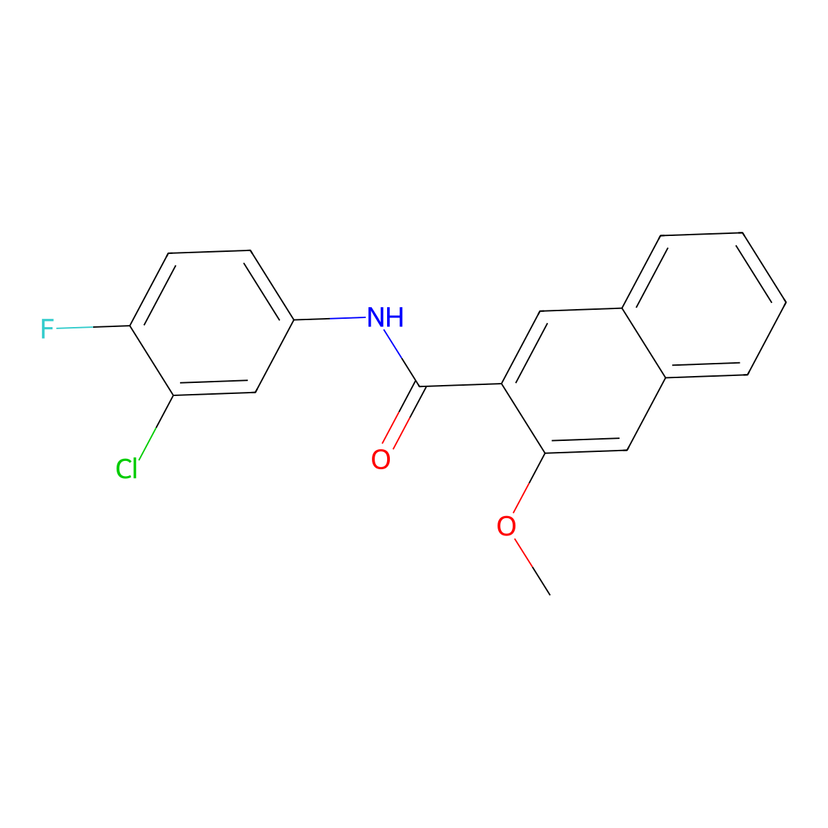 N-(3-chloro-4-fluorophenyl)-3-methoxynaphthalene-2-carboxamide molecular structure, CAS 433972-33-9
