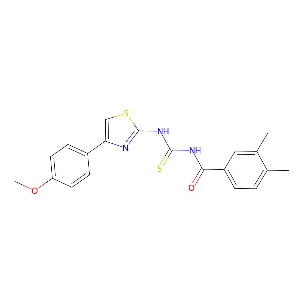 N-[[4-(4-methoxyphenyl)-1,3-thiazol-2-yl]carbamothioyl]-3,4-dimethylbenzamide molecular structure, CAS 433972-48-6