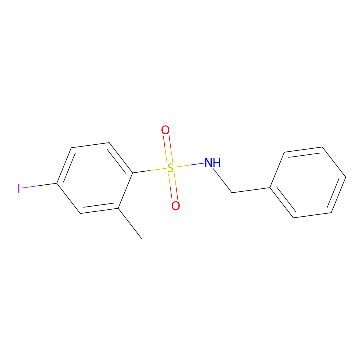 N-benzyl-4-iodo-2-methylbenzenesulfonamide molecular structure, CAS 433972-51-1