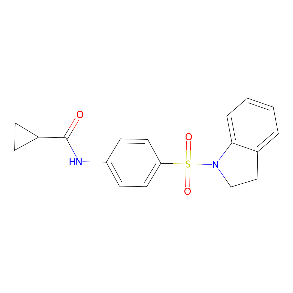 N-[4-(2,3-dihydro-1H-indol-1-ylsulfonyl)phenyl]cyclopropanecarboxamide molecular structure, CAS 433972-65-7