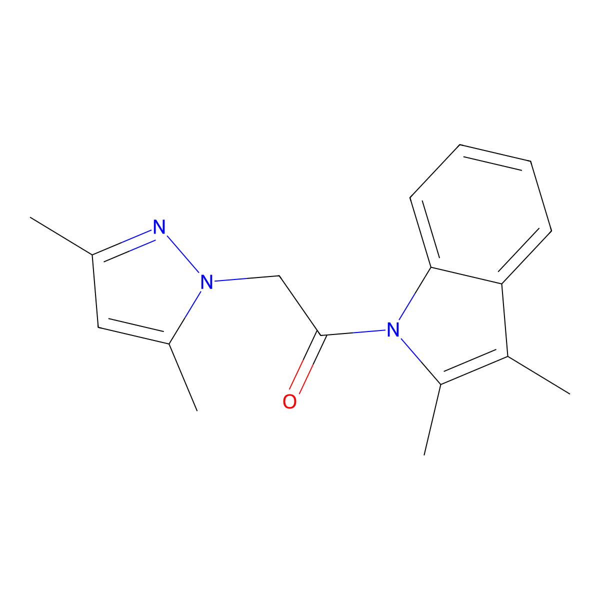 1-(2,3-Dimethyl-indol-1-yl)-2-(3,5-dimethyl-pyrazol-1-yl)-ethanone molecular structure, CAS 433972-74-8