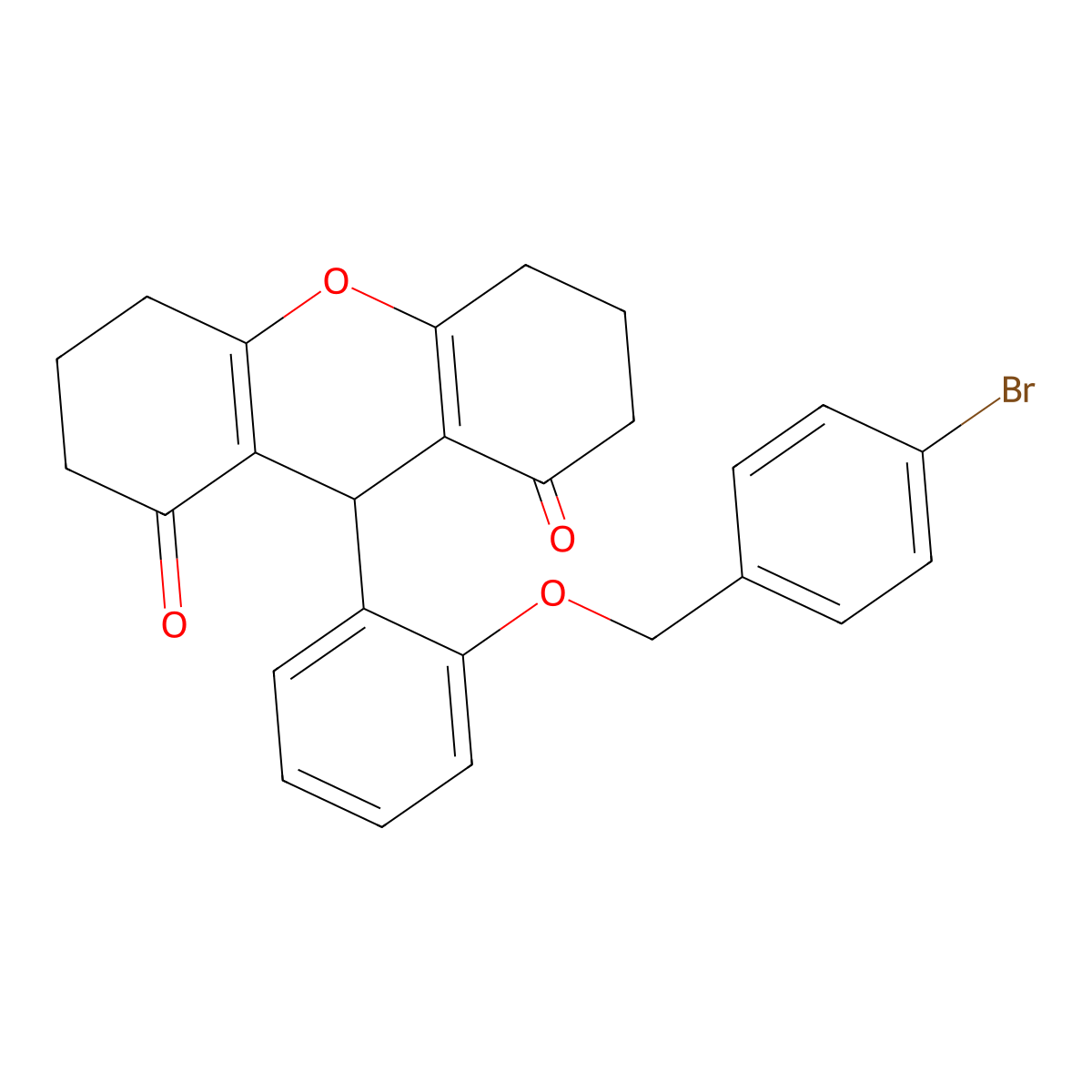 9-[2-[(4-bromophenyl)methoxy]phenyl]-3,4,5,6,7,9-hexahydro-2H-xanthene-1,8-dione molecular structure, CAS 433972-86-2