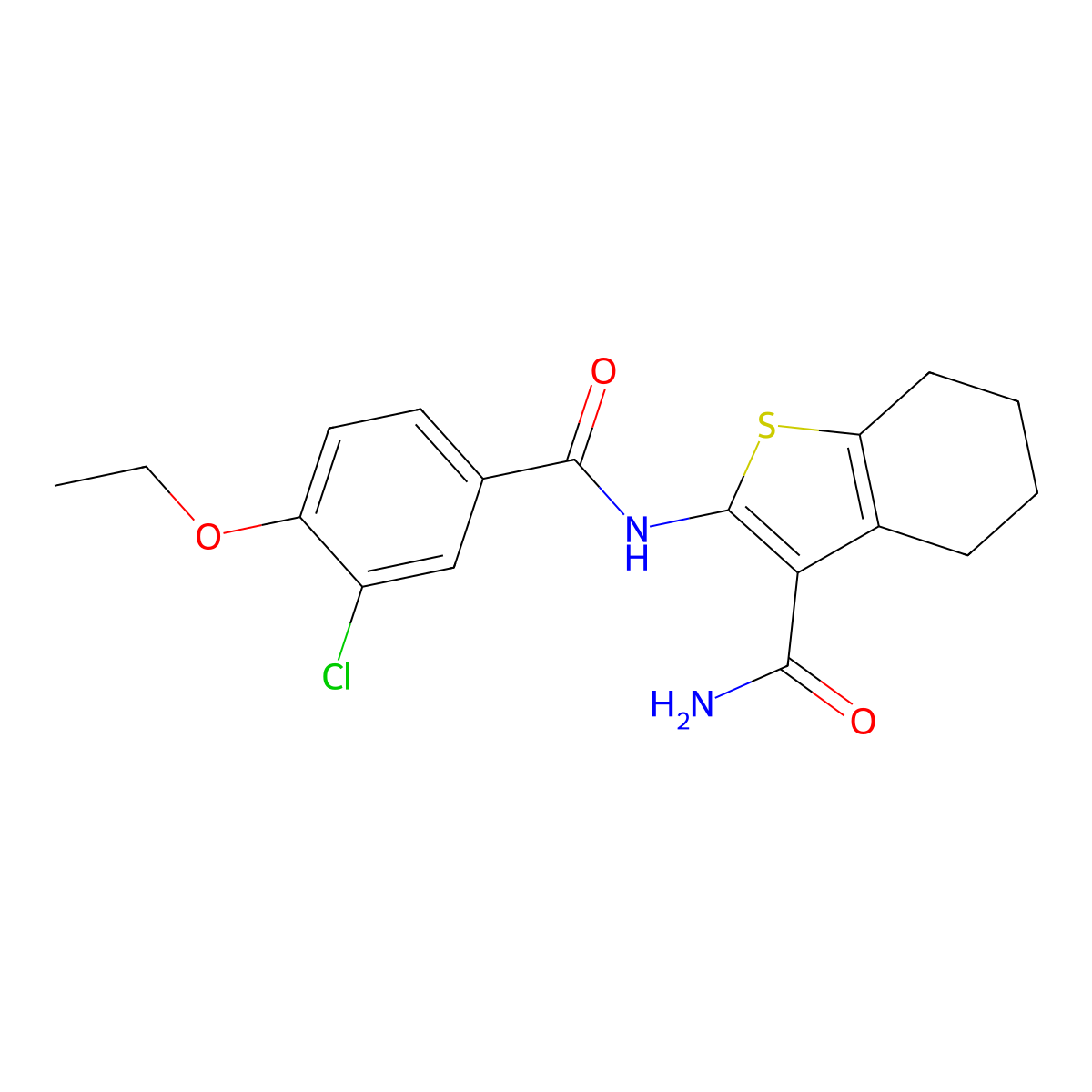 2-[(3-Chloro-4-ethoxybenzoyl)amino]-4,5,6,7-tetrahydro-1-benzothiophene-3-carboxamide molecular structure, CAS 433972-93-1