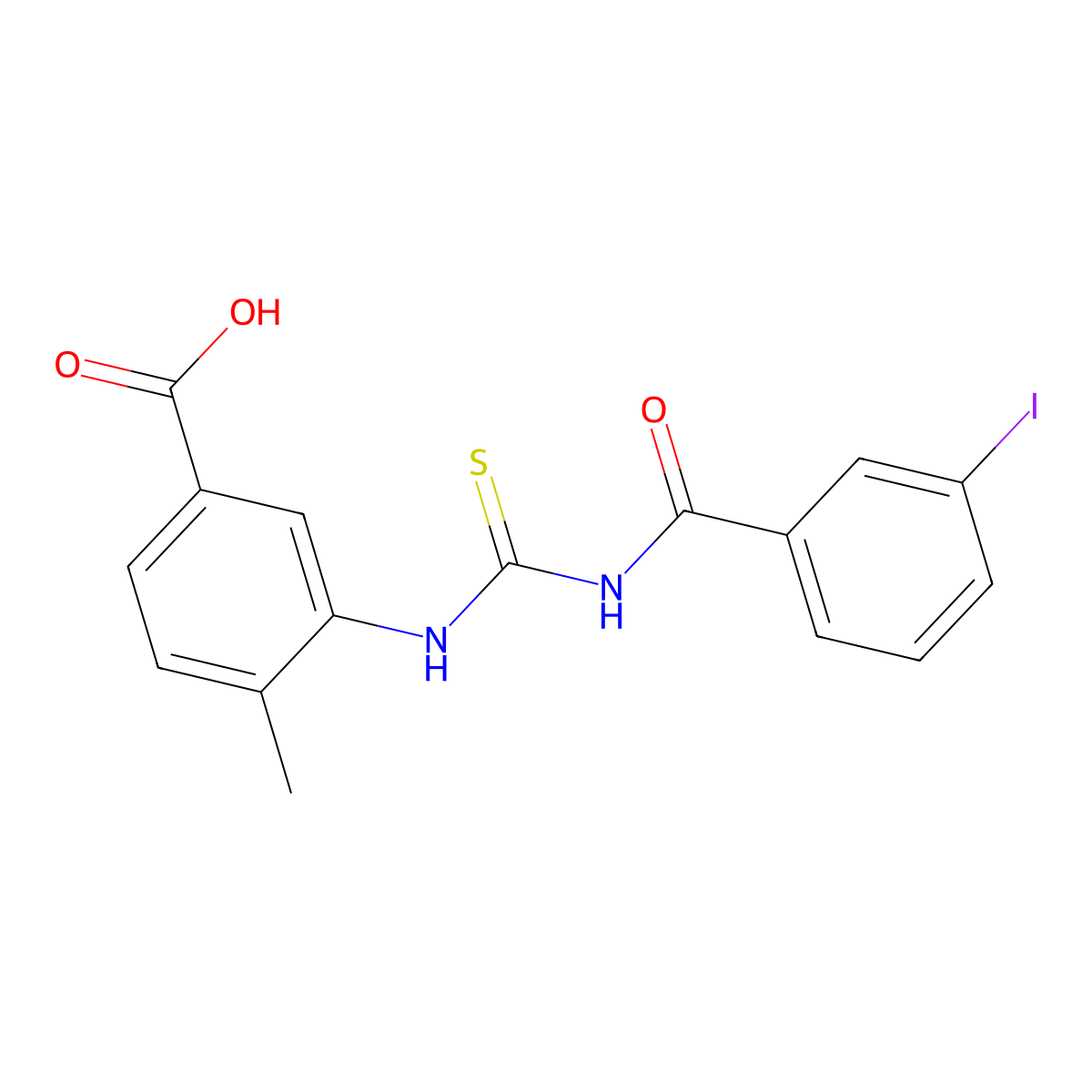 3-({[(3-Iodophenyl)carbonyl]carbamothioyl}amino)-4-methylbenzoic acid molecular structure, CAS 433972-95-3