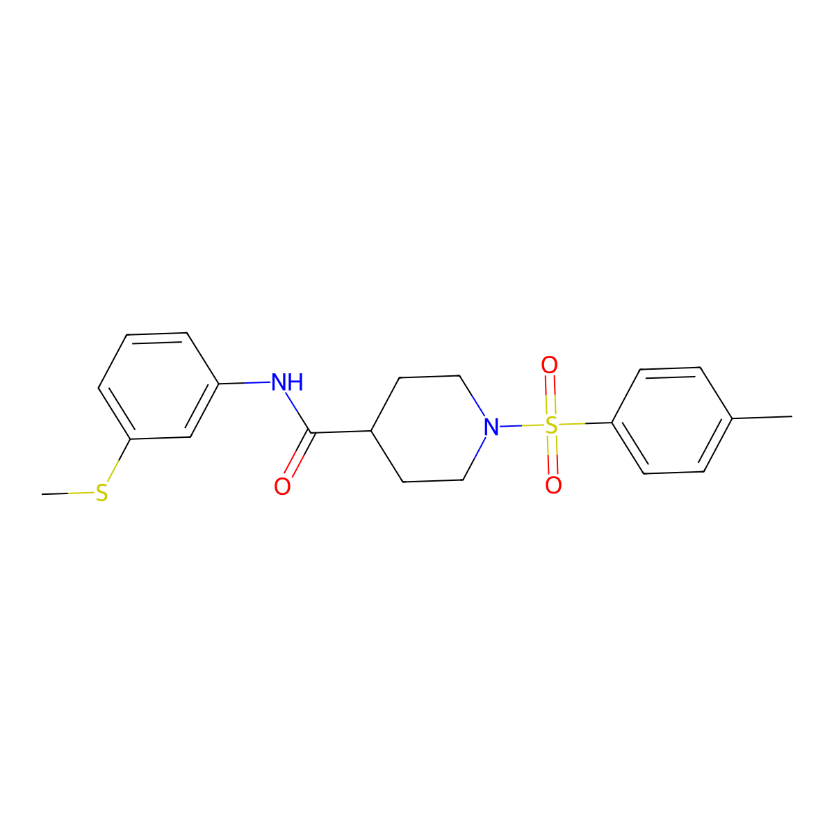 1-(4-methylphenyl)sulfonyl-N-(3-methylsulfanylphenyl)piperidine-4-carboxamide molecular structure, CAS 433972-97-5