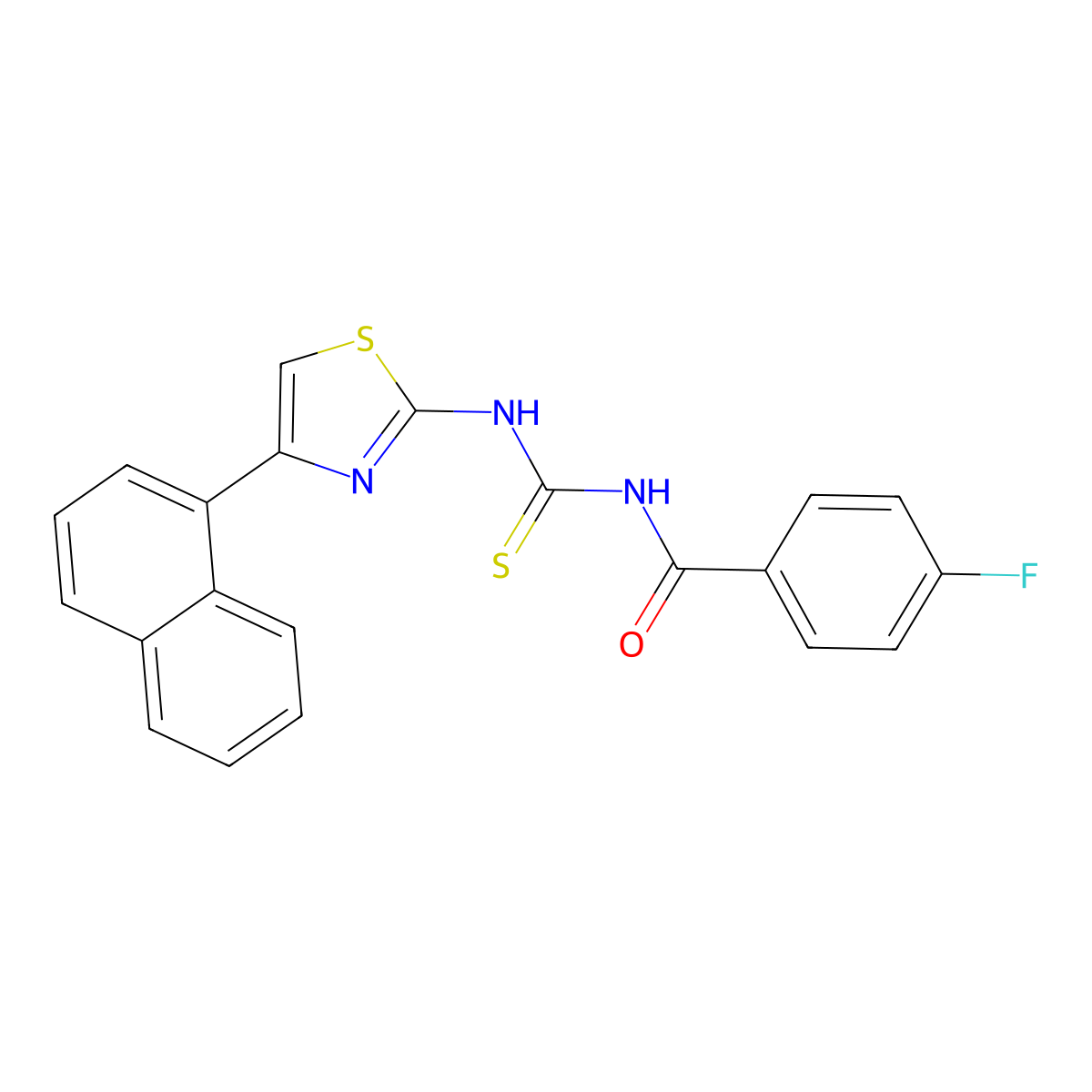 4-fluoro-N-[(4-naphthalen-1-yl-1,3-thiazol-2-yl)carbamothioyl]benzamide molecular structure, CAS 433972-98-6