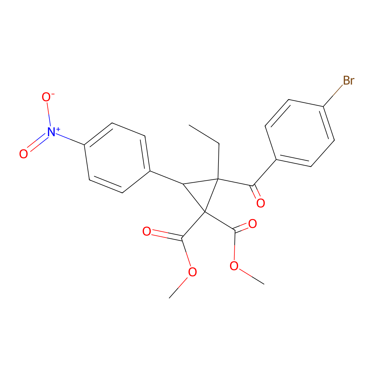 Dimethyl 2-(4-bromobenzoyl)-2-ethyl-3-(4-nitrophenyl)cyclopropane-1,1-dicarboxylate molecular structure, CAS 433973-05-8