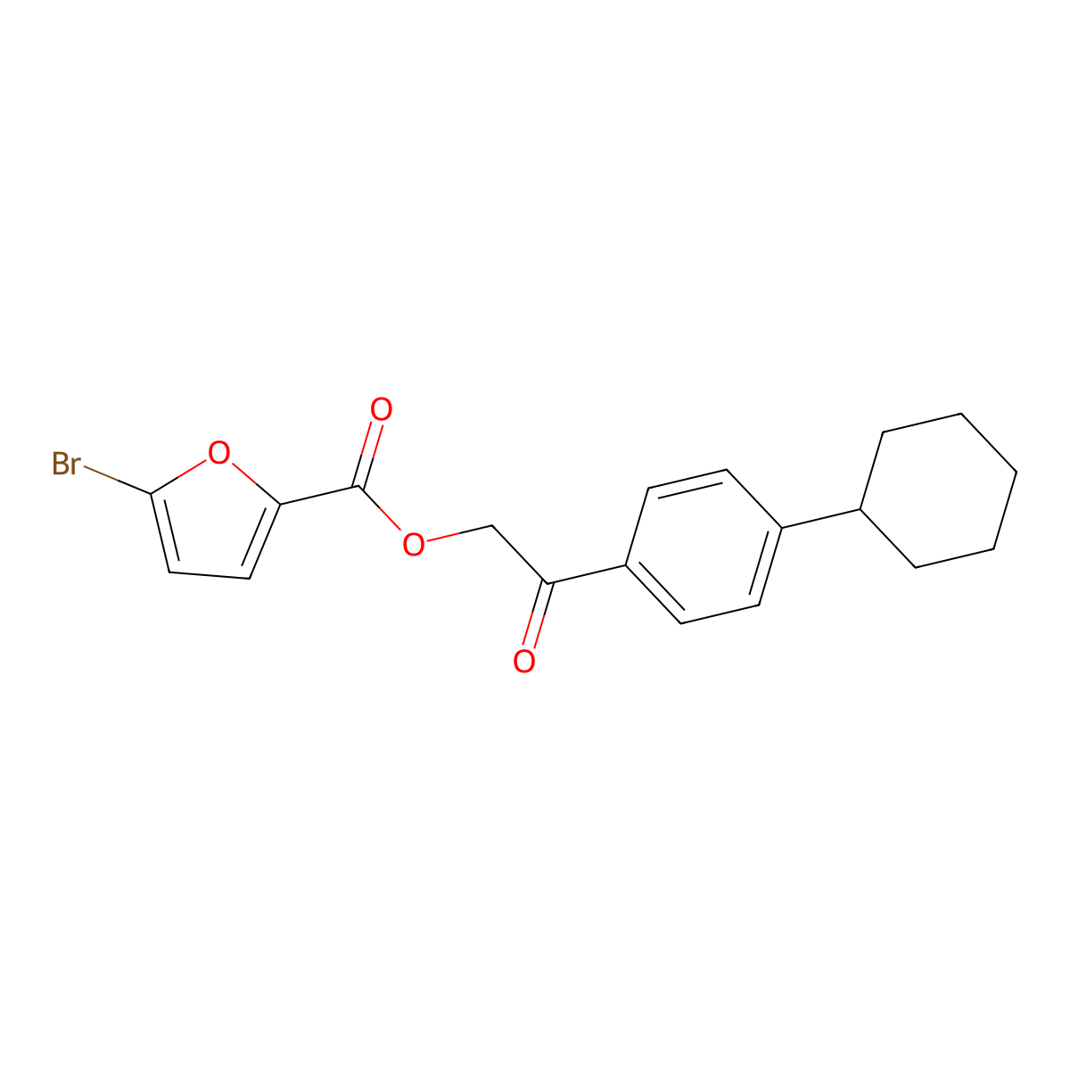 2-(4-Cyclohexylphenyl)-2-oxoethyl 5-bromo-2-furoate molecular structure, CAS 433973-07-0