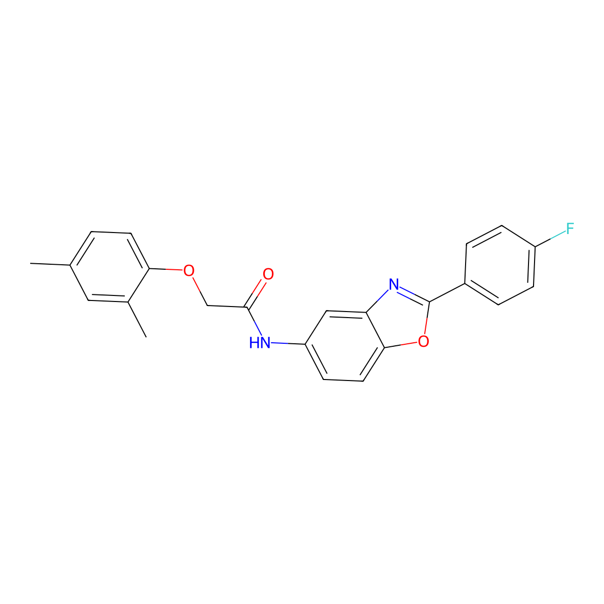 2-(2,4-dimethylphenoxy)-N-[2-(4-fluorophenyl)-1,3-benzoxazol-5-yl]acetamide molecular structure, CAS 433973-12-7