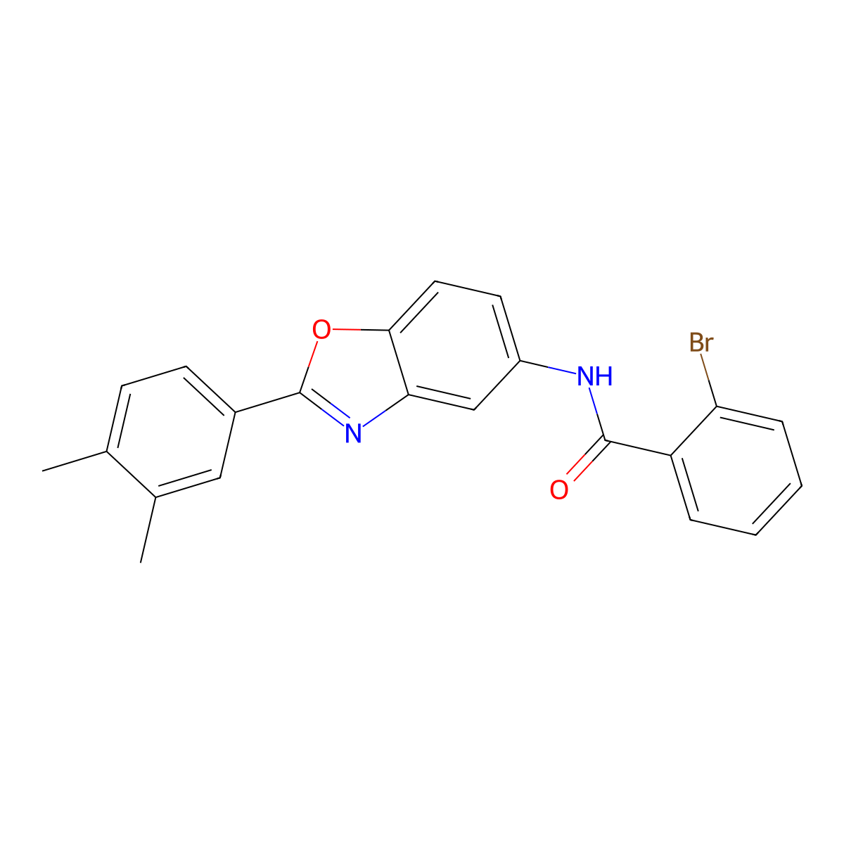 2-bromo-N-[2-(3,4-dimethylphenyl)-1,3-benzoxazol-5-yl]benzamide molecular structure, CAS 433973-20-7