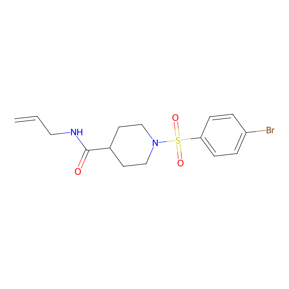 1-(4-bromophenyl)sulfonyl-N-prop-2-enylpiperidine-4-carboxamide molecular structure, CAS 433973-21-8