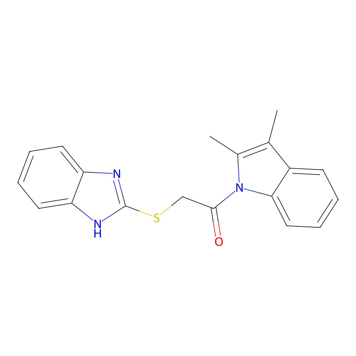 2-(1H-benzimidazol-2-ylthio)-1-(2,3-dimethyl-1-indolyl)ethanone molecular structure, CAS 433973-32-1