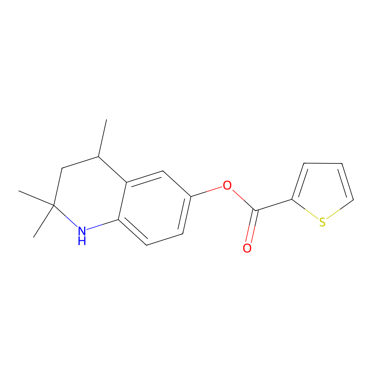 2,2,4-Trimethyl-1,2,3,4-tetrahydroquinolin-6-yl thiophene-2-carboxylate molecular structure, CAS 433973-43-4