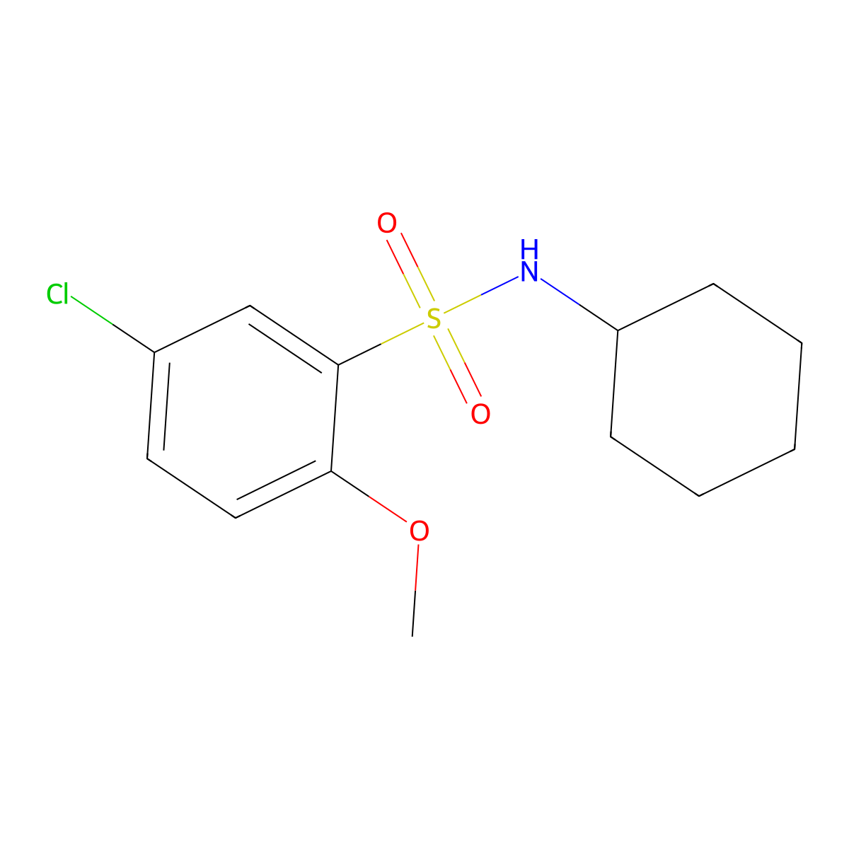 5-chloro-N-cyclohexyl-2-methoxybenzenesulfonamide molecular structure, CAS 433973-64-9
