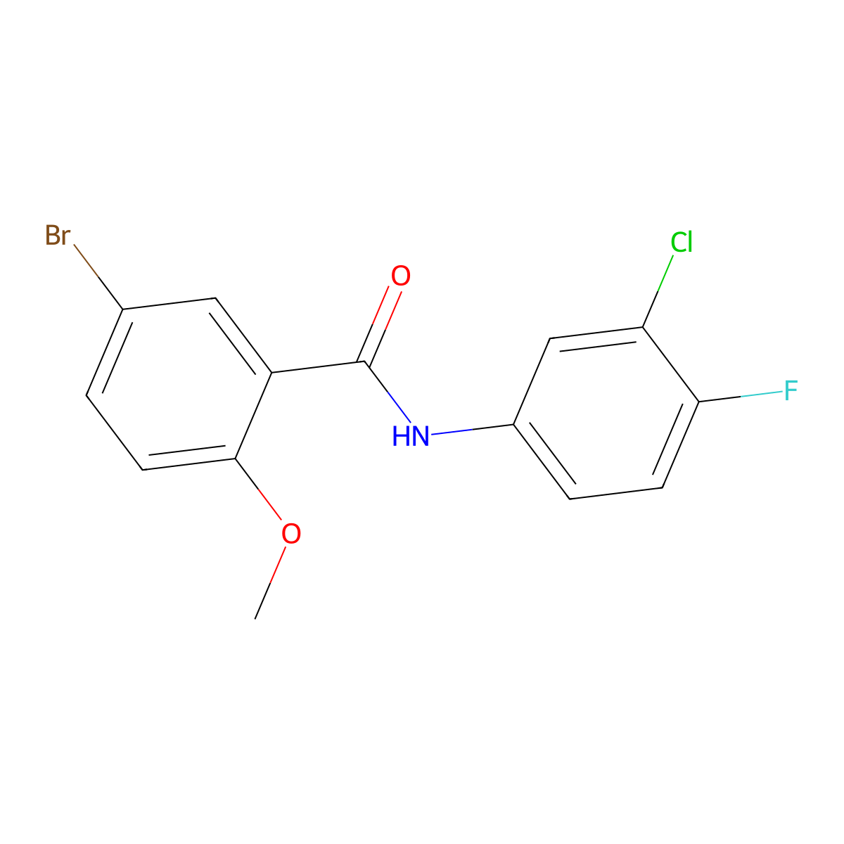 5-bromo-N-(3-chloro-4-fluorophenyl)-2-methoxybenzamide molecular structure, CAS 433973-70-7