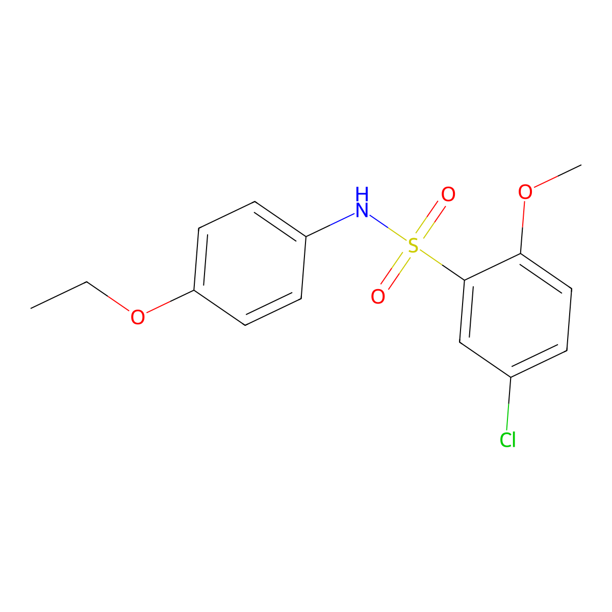 5-chloro-N-(4-ethoxyphenyl)-2-methoxybenzenesulfonamide molecular structure, CAS 433973-75-2