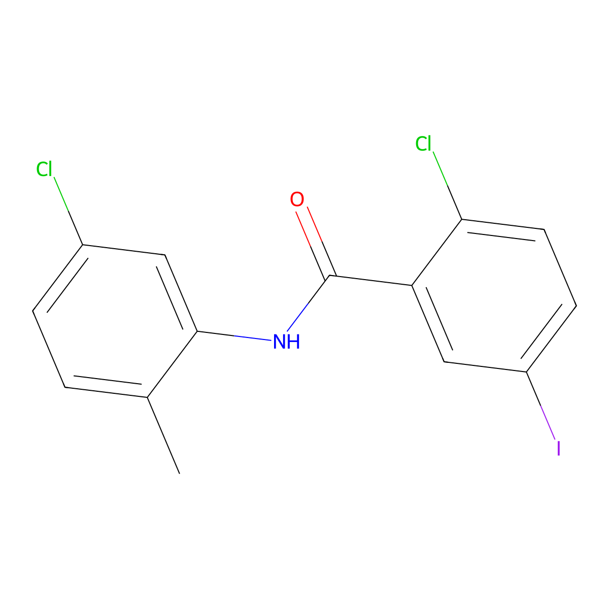 2-chloro-N-(5-chloro-2-methylphenyl)-5-iodobenzamide molecular structure, CAS 433973-78-5