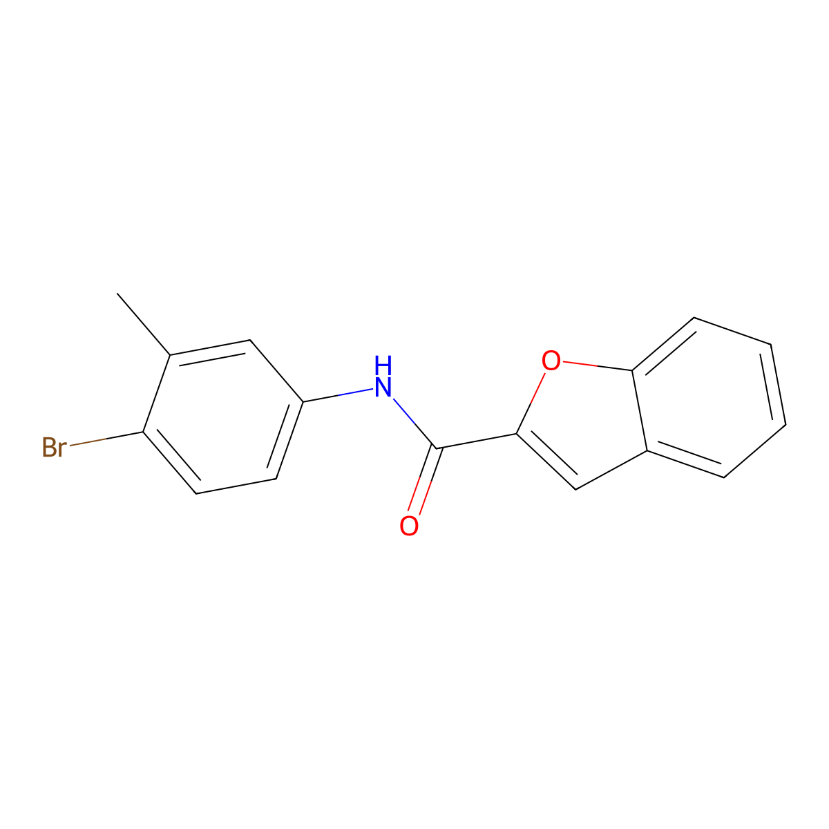 N-(4-bromo-3-methylphenyl)-1-benzofuran-2-carboxamide molecular structure, CAS 433973-84-3
