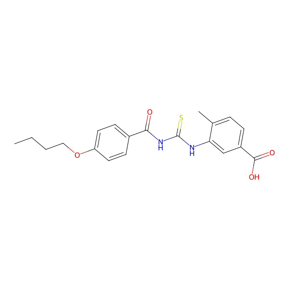 3-({[(4-Butoxyphenyl)carbonyl]carbamothioyl}amino)-4-methylbenzoic acid molecular structure, CAS 433973-92-3