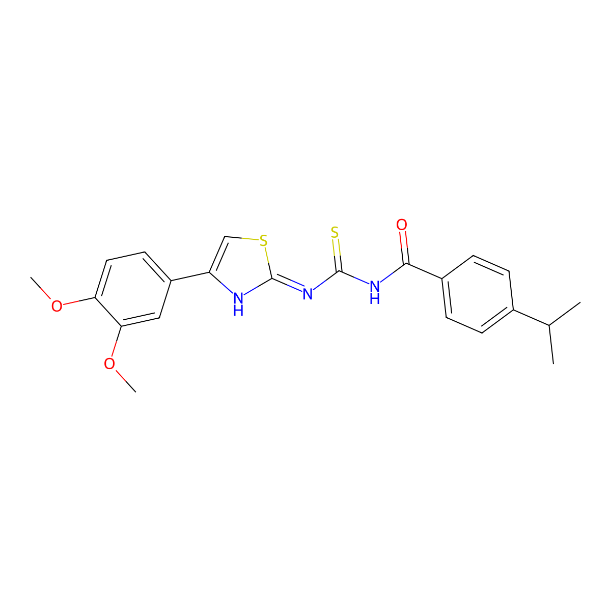 N-[[4-(3,4-dimethoxyphenyl)-1,3-thiazol-2-yl]carbamothioyl]-4-propan-2-ylbenzamide molecular structure, CAS 433974-00-6