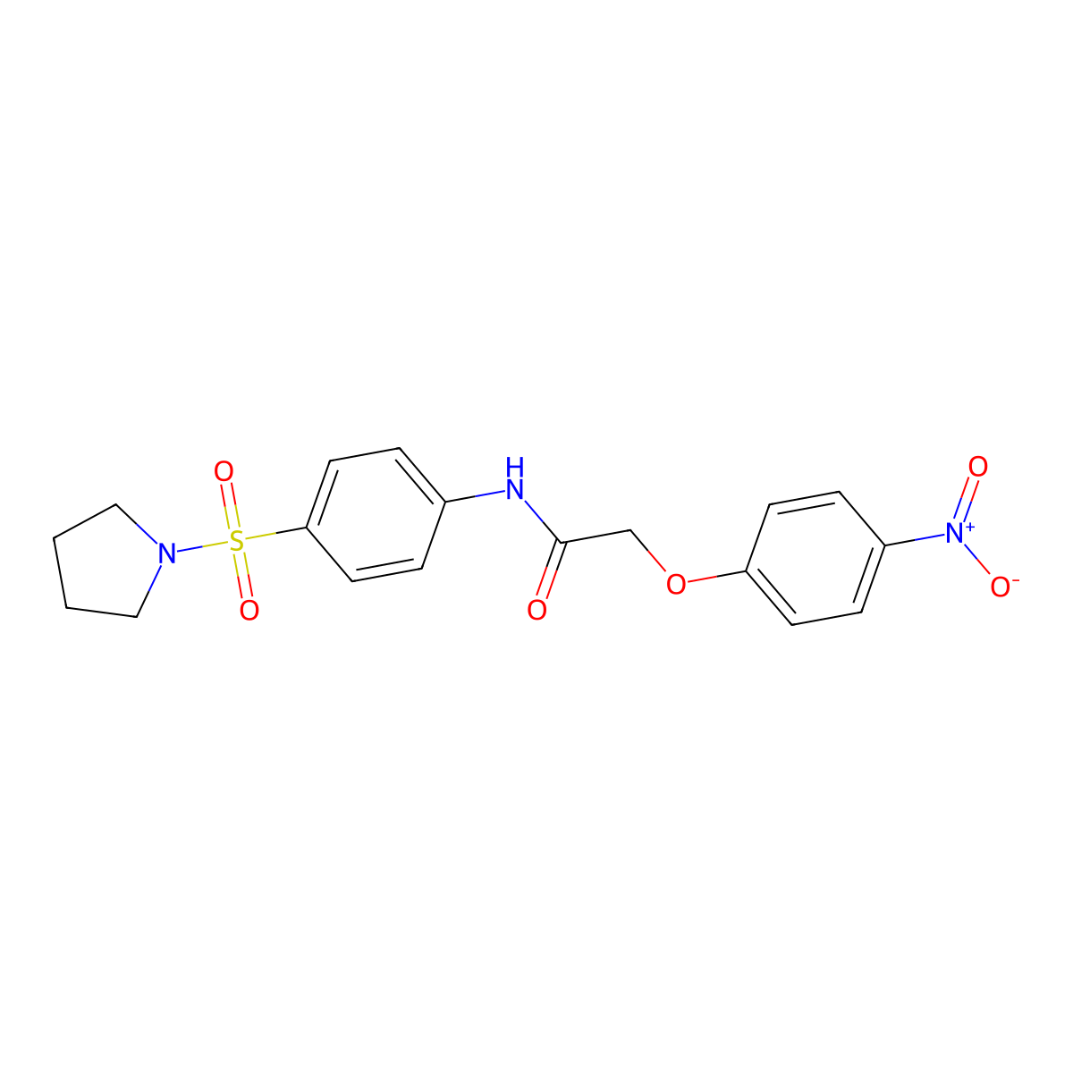 2-(4-nitrophenoxy)-N-(4-pyrrolidin-1-ylsulfonylphenyl)acetamide molecular structure, CAS 433974-05-1