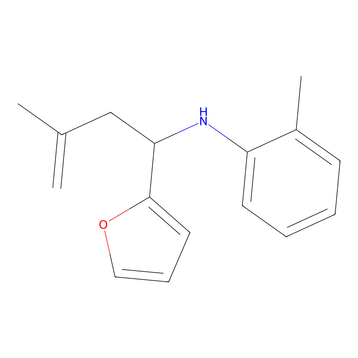 N-[1-(furan-2-yl)-3-methylbut-3-en-1-yl]-2-methylaniline molecular structure, CAS 433974-07-3