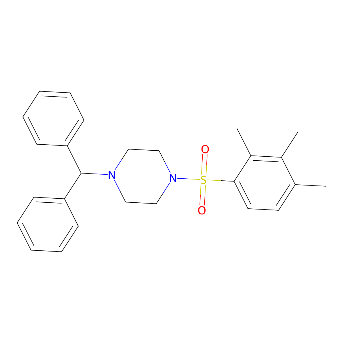 1-(Diphenylmethyl)-4-(2,3,4-trimethylbenzenesulfonyl)piperazine molecular structure, CAS 433974-14-2