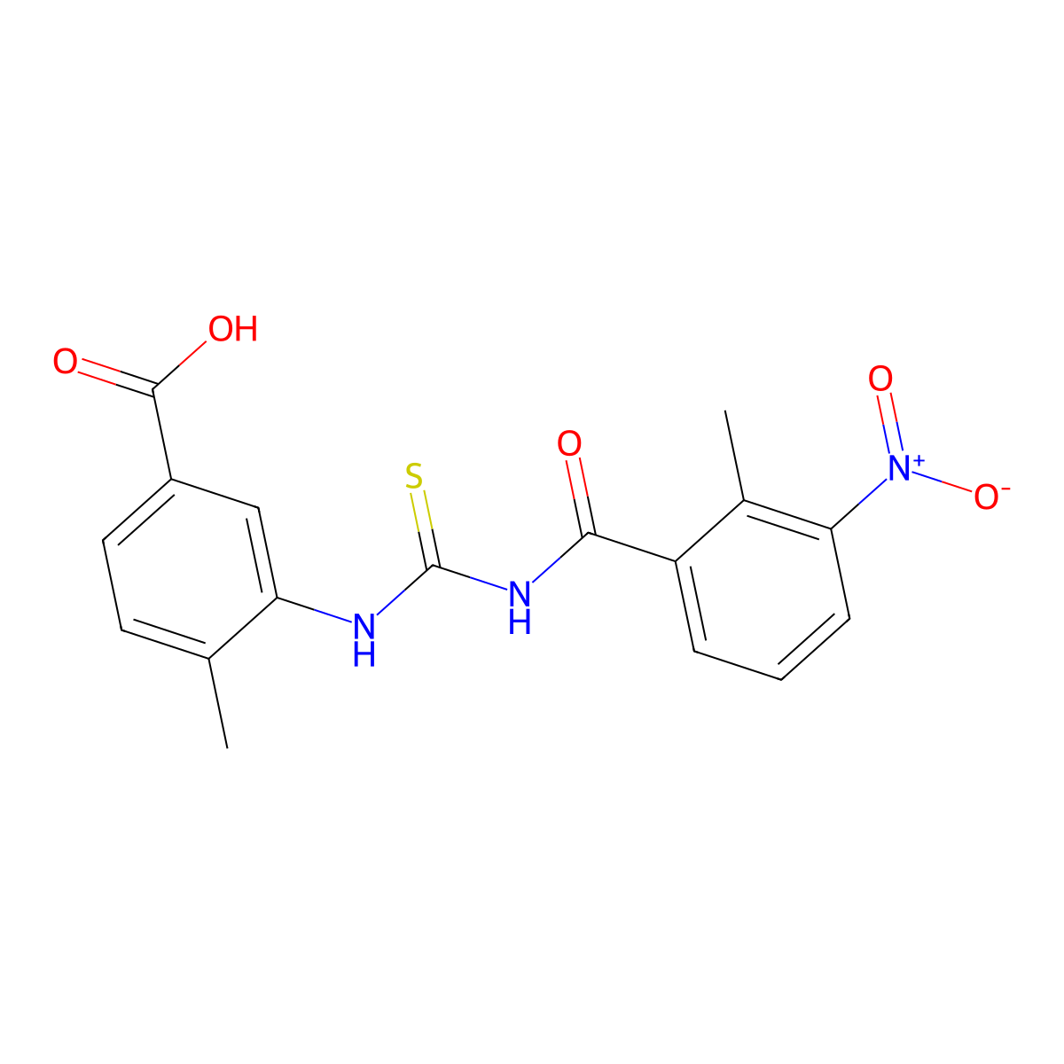 4-Methyl-3-({[(2-methyl-3-nitrophenyl)carbonyl]carbamothioyl}amino)benzoic acid molecular structure, CAS 433974-27-7