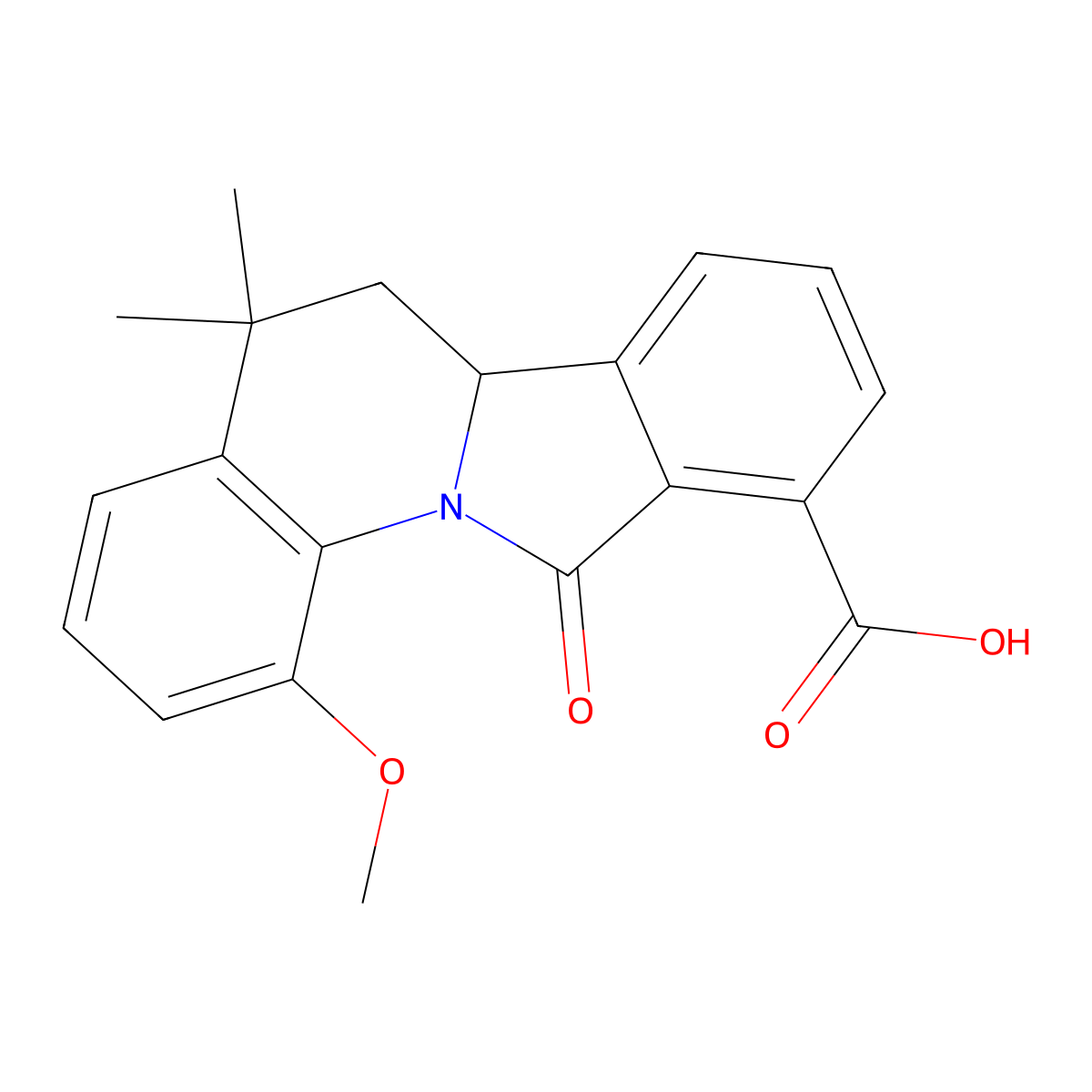 1-Methoxy-5,5-dimethyl-11-oxo-5,6,6a,11-tetrahydroisoindolo[2,1-a]quinoline-10-carboxylic acid molecular structure, CAS 433974-44-8