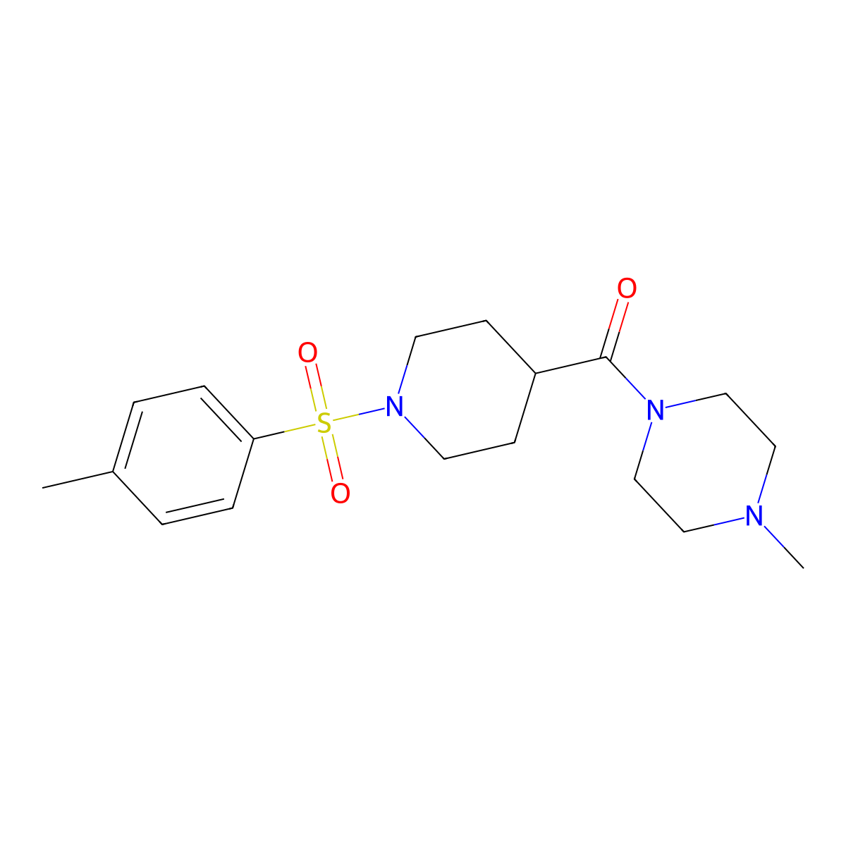 [1-(4-Methylphenyl)sulfonylpiperidin-4-yl]-(4-methylpiperazin-1-yl)methanone molecular structure, CAS 433974-49-3