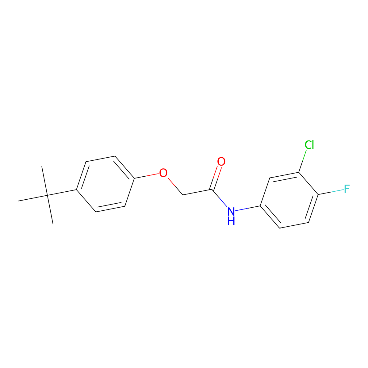 2-(4-tert-butylphenoxy)-N-(3-chloro-4-fluorophenyl)acetamide molecular structure, CAS 433974-55-1