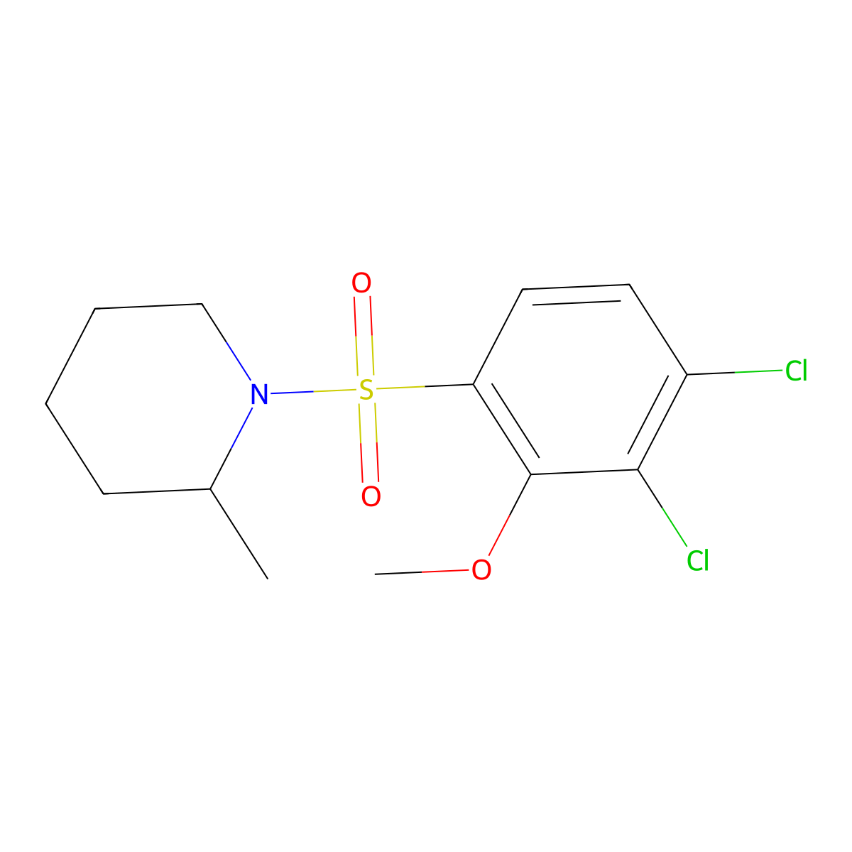 1-((3,4-Dichloro-2-methoxyphenyl)sulfonyl)-2-methylpiperidine molecular structure, CAS 433974-56-2