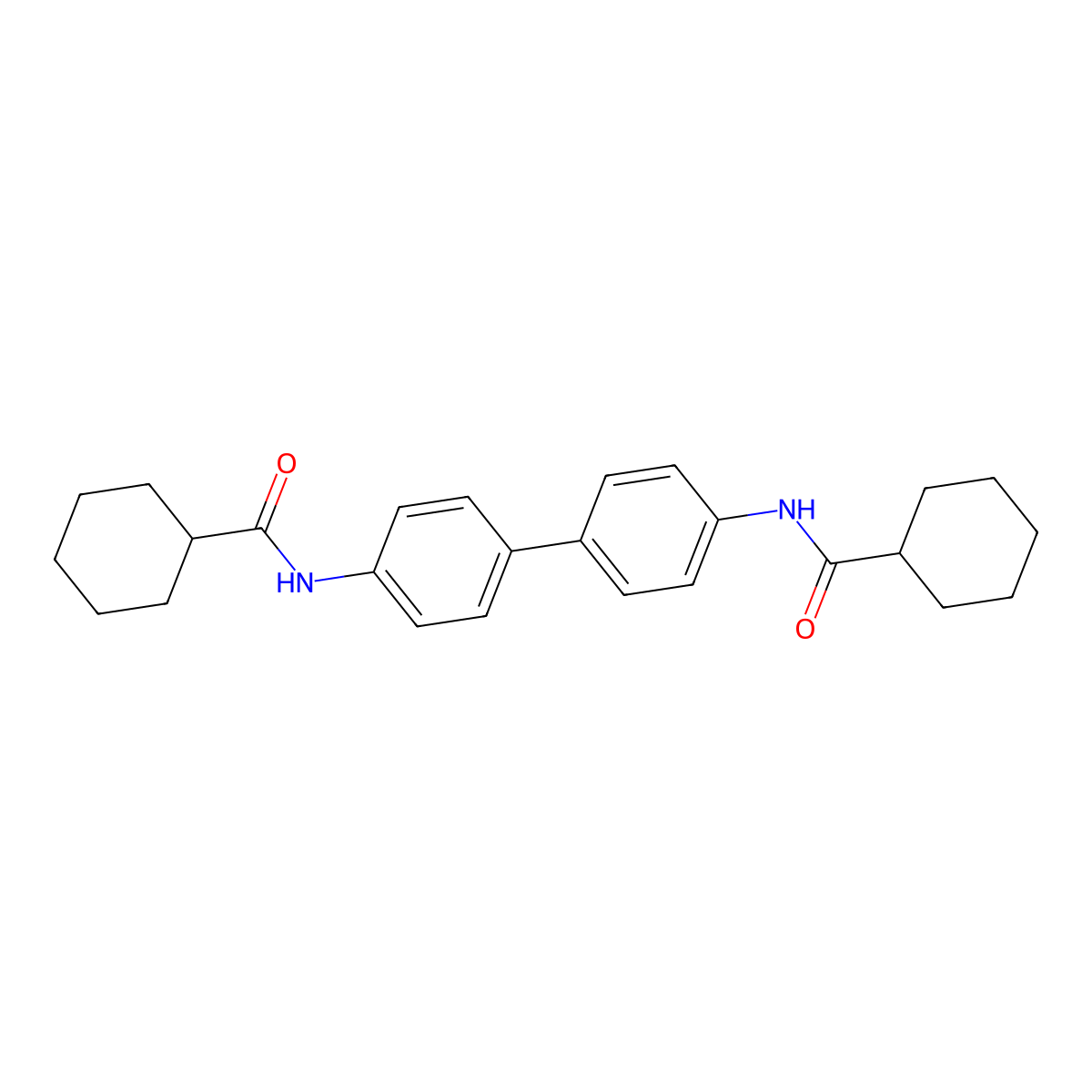 N-[4-[4-(cyclohexanecarbonylamino)phenyl]phenyl]cyclohexanecarboxamide molecular structure, CAS 433974-64-2
