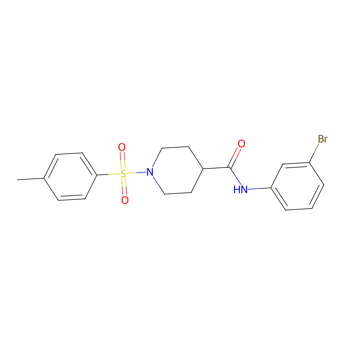 N-(3-bromophenyl)-1-(4-methylphenyl)sulfonylpiperidine-4-carboxamide molecular structure, CAS 433974-67-5