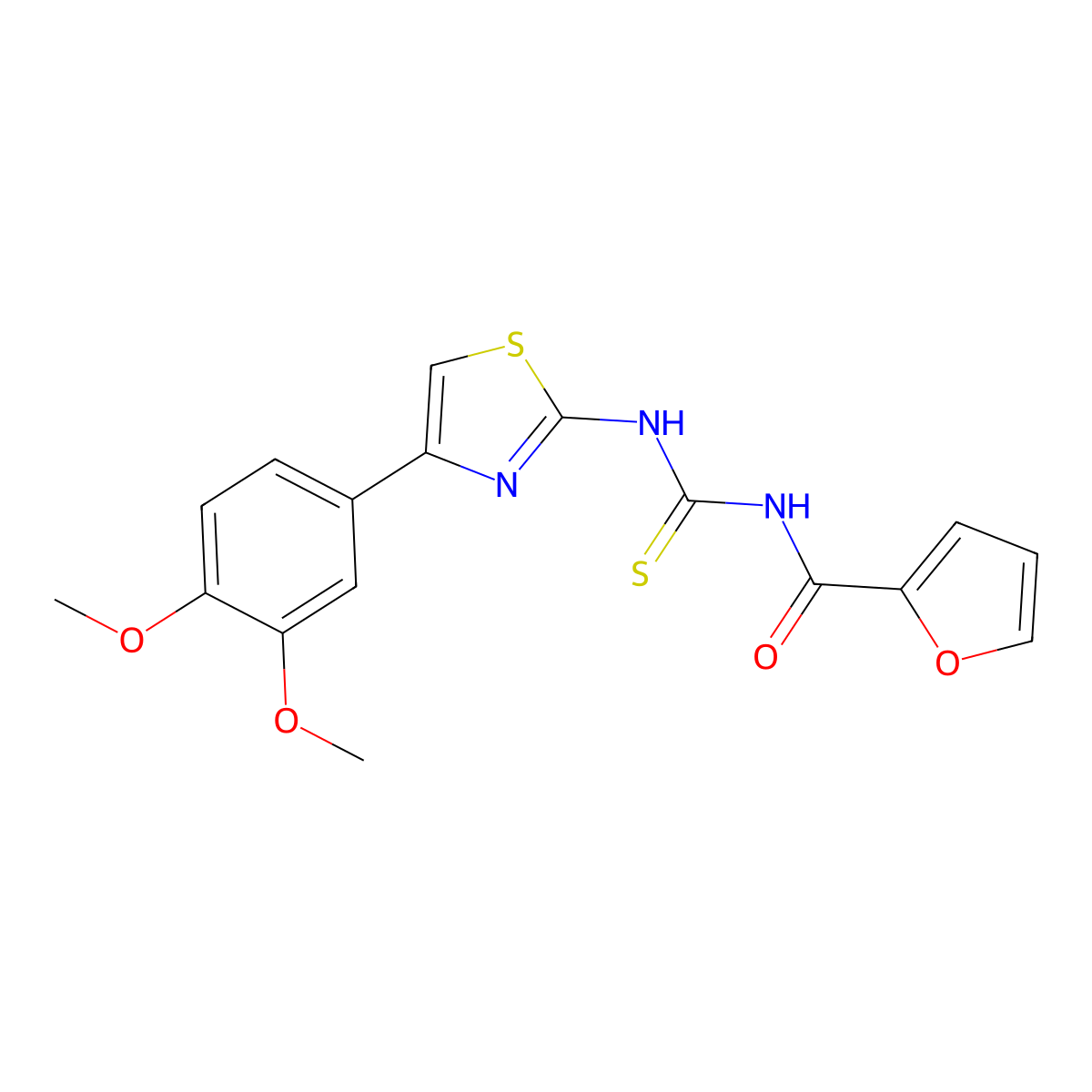 N-[[4-(3,4-dimethoxyphenyl)-1,3-thiazol-2-yl]carbamothioyl]furan-2-carboxamide molecular structure, CAS 433974-70-0