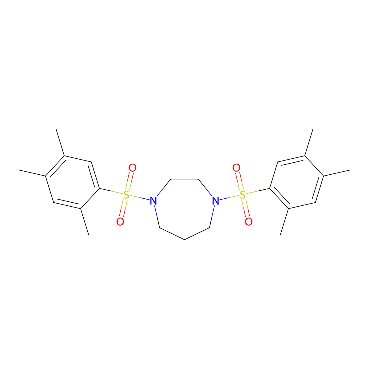 1,4-Bis[(2,4,5-trimethylphenyl)sulfonyl]-1,4-diazepane molecular structure, CAS 433974-75-5