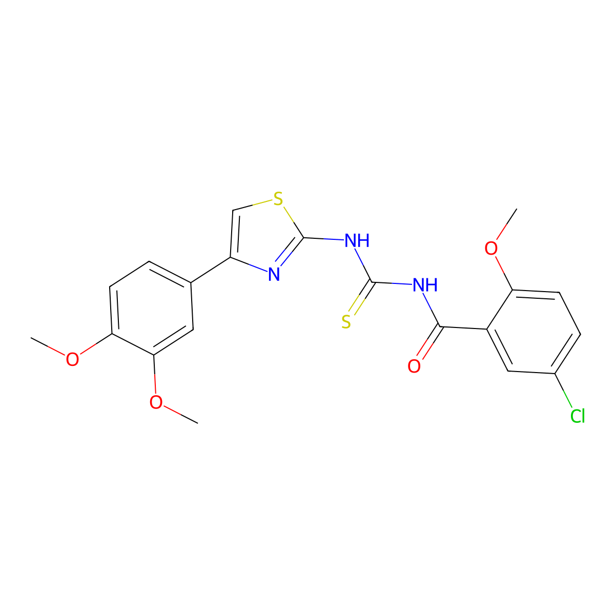 5-chloro-N-[[4-(3,4-dimethoxyphenyl)-1,3-thiazol-2-yl]carbamothioyl]-2-methoxybenzamide molecular structure, CAS 433974-86-8
